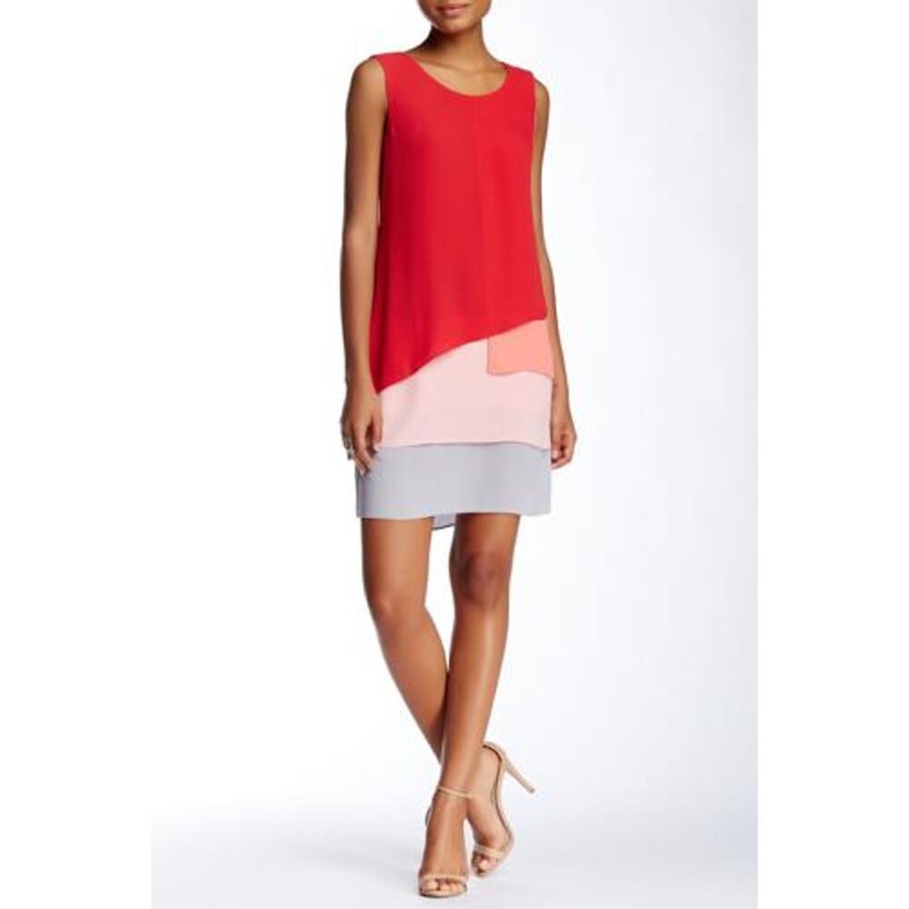 NWOT Max and Cleo 'Haley' Layered Colorblock Sheath Dress in Burnt Poppy Size 8